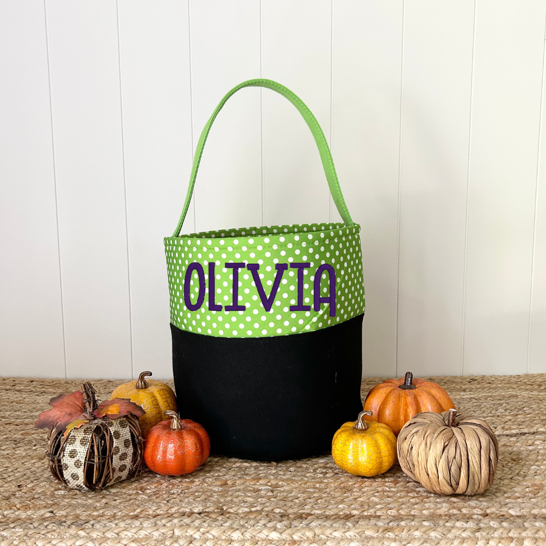 Green Polkadot Halloween Tote