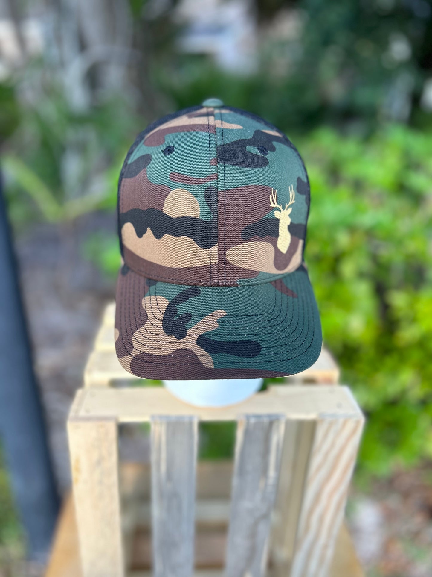 Camo Buck “Deer” Head Trucker Hat