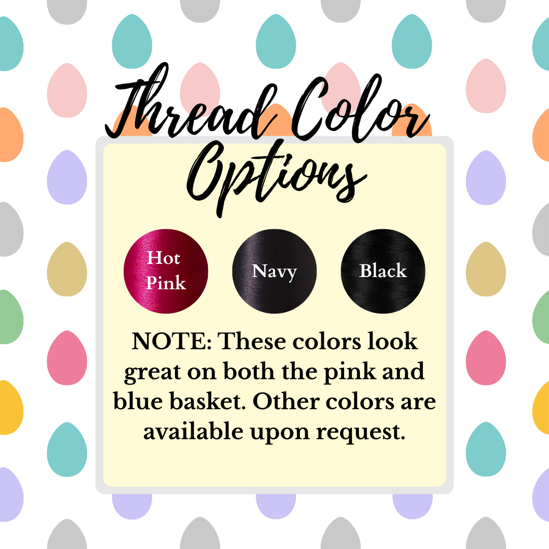 Embroidered Pink Seersucker Easter Basket with Bunny Ears