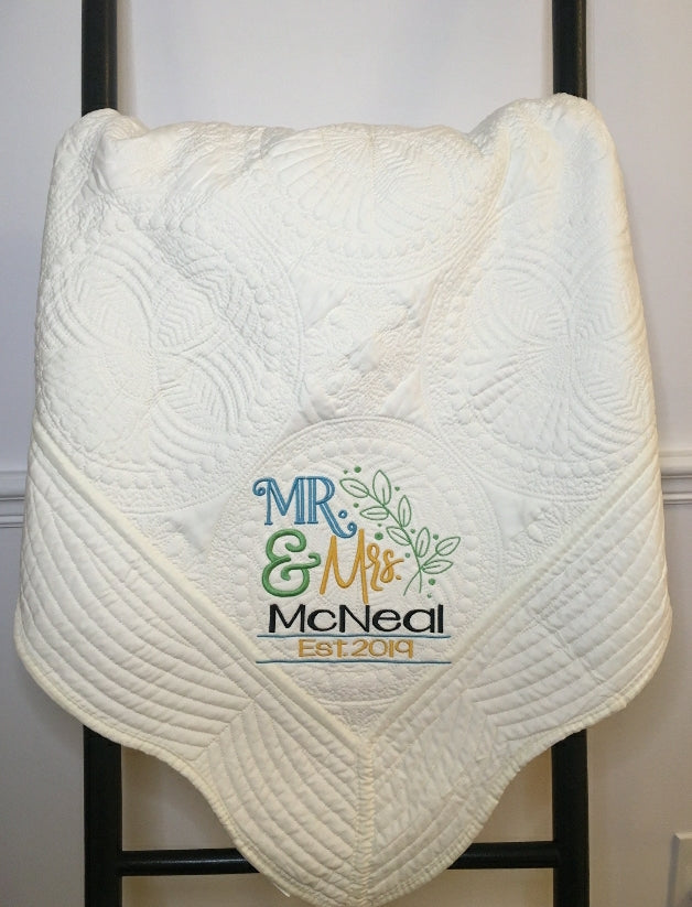 "Mr. and Mrs." Heirloom Lap Quilt