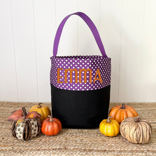 Purple Polkadot Halloween Tote