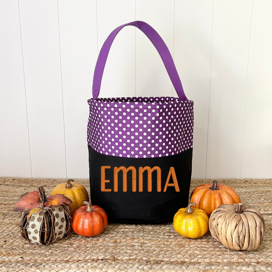 Purple Polkadot Halloween Tote