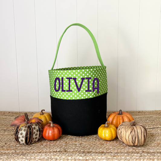 Green Polkadot Halloween Tote