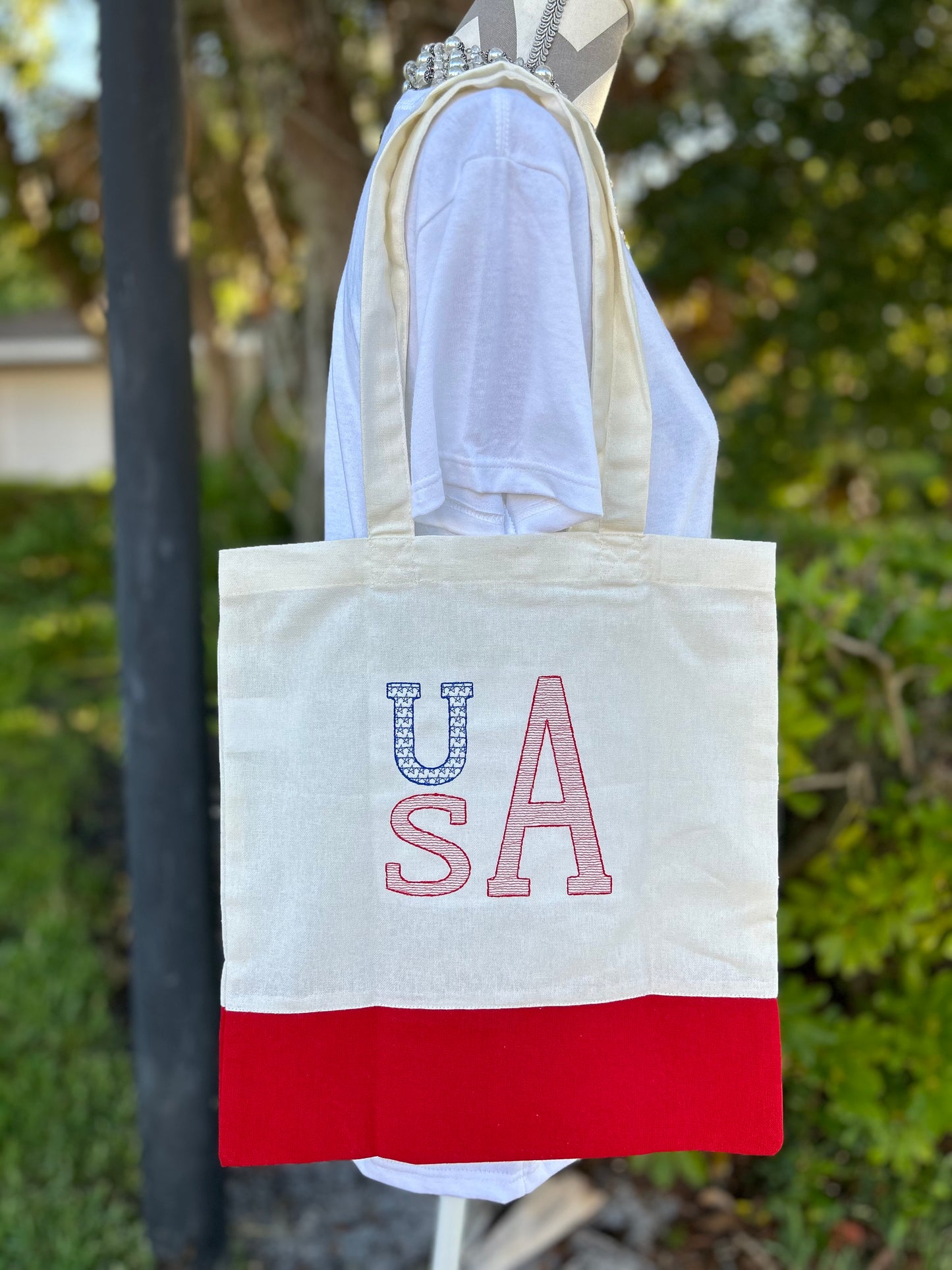 USA Stacked Monogram Tote Bag