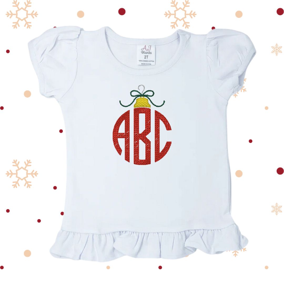 Sample Girls Christmas Monogram Shirt