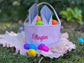 Embroidered Pink Seersucker Easter Basket with Bunny Ears