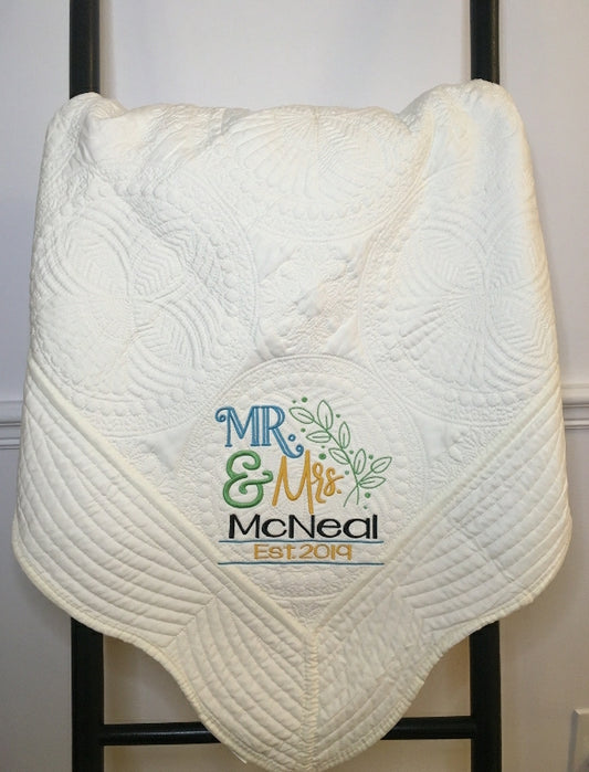 "Mr. and Mrs." Heirloom Lap Quilt